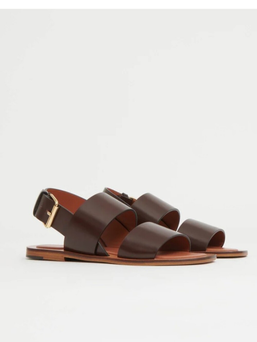 NWOT Mansur Gavriel $495 Double Strap Leather Sandals Size 41 EU (10.5-11) Brown